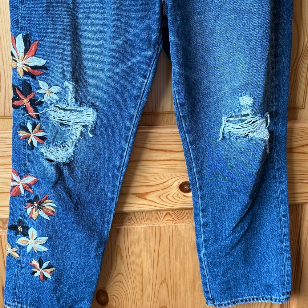 Driftwood Jordie Floral Embroidered Jeans 28 x 27 High Rise Straight Leg Boho - Picture 3 of 16